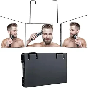 Espejo portátil triple de 3 vías, espejo de peluquero 360 para cortar el cabello, peinar, afeitar, arreglar, teñir y maqui...