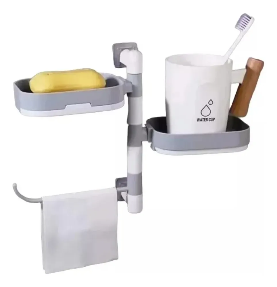 Soporte Organizador Giratorio Repisa Jabonera Toallas Baño