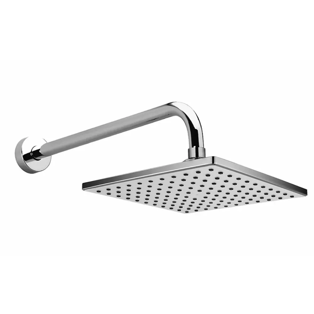 Regadera cuadrada Saona 8" Cromo - Blanca con brazo 30 cm Stretto