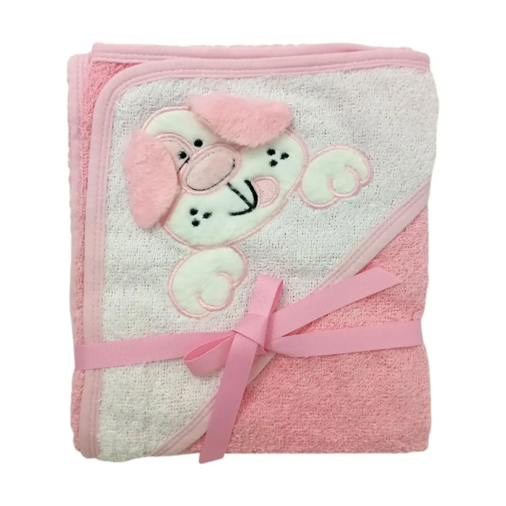 TOALLA CAPUCHA BORD 007 SUEÑITOS BABY Rosado