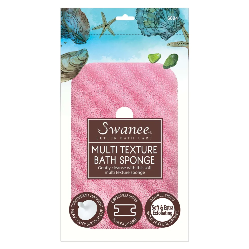 Esponja de baño Swanee rectangular de múltiples texturas con ventosa
