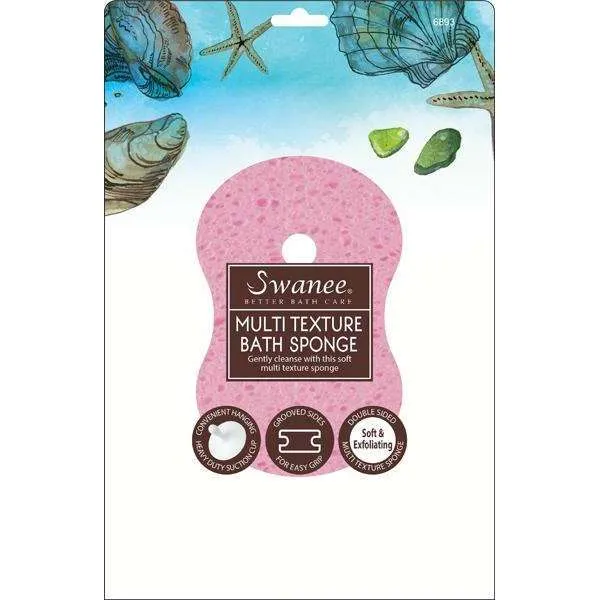 Swanee Figura 8 Esponja de baño multitextura con ventosa rosa