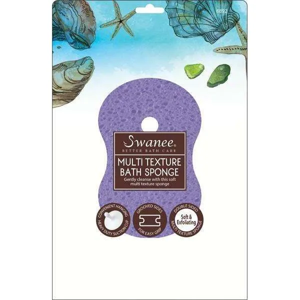 Swanee Figura 8 Esponja de baño multitextura con ventosa, color morado