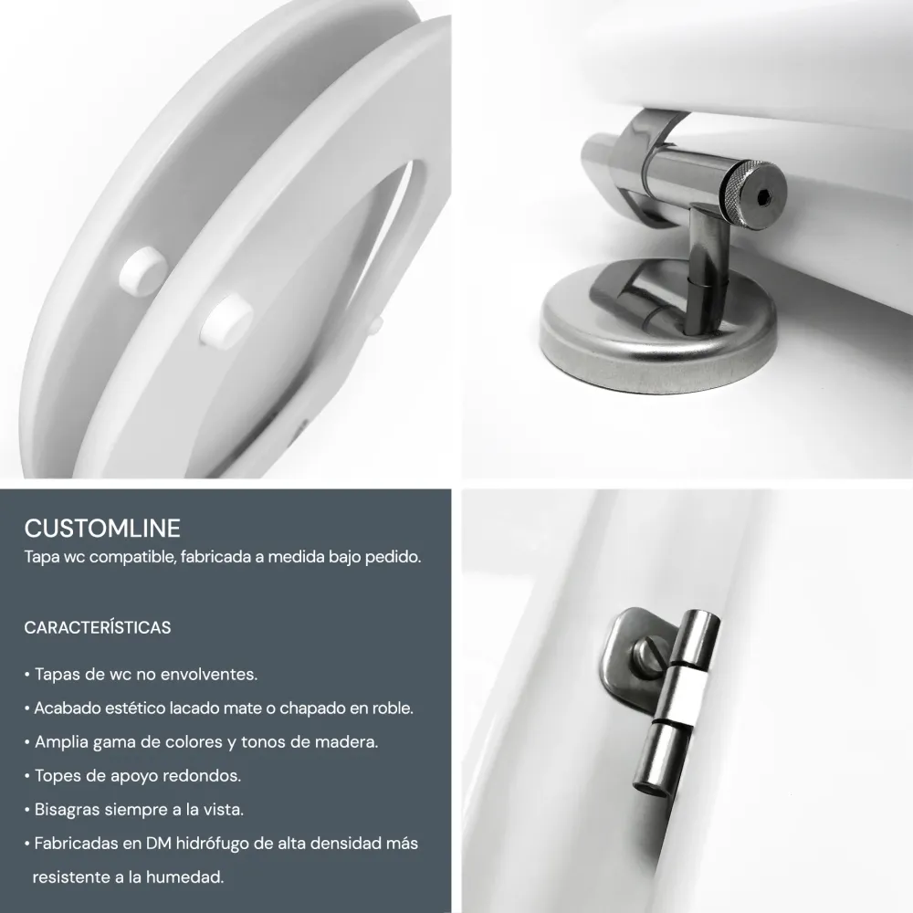 Tapa WC Compatible 900 Pozzi Ginori - Customline Roble Amortiguada 'SC' Roble