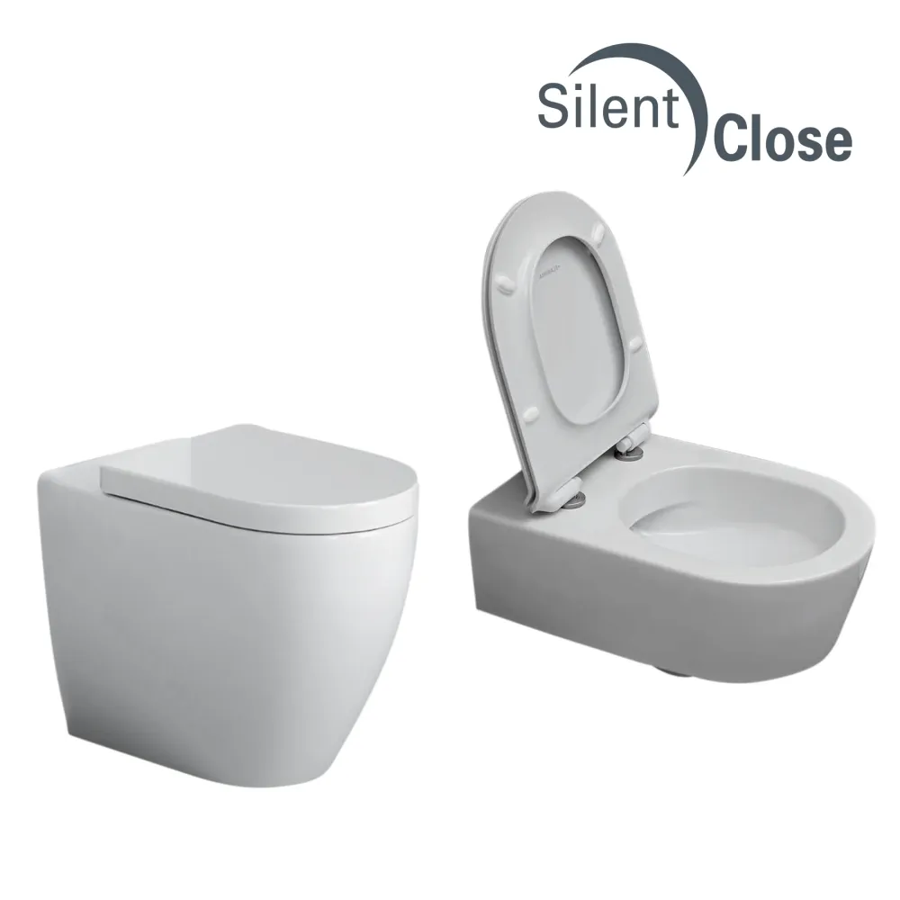 Tapa WC Compatible Link Flaminia - Woodline Lacada Amortiguada 'SC' Blanco