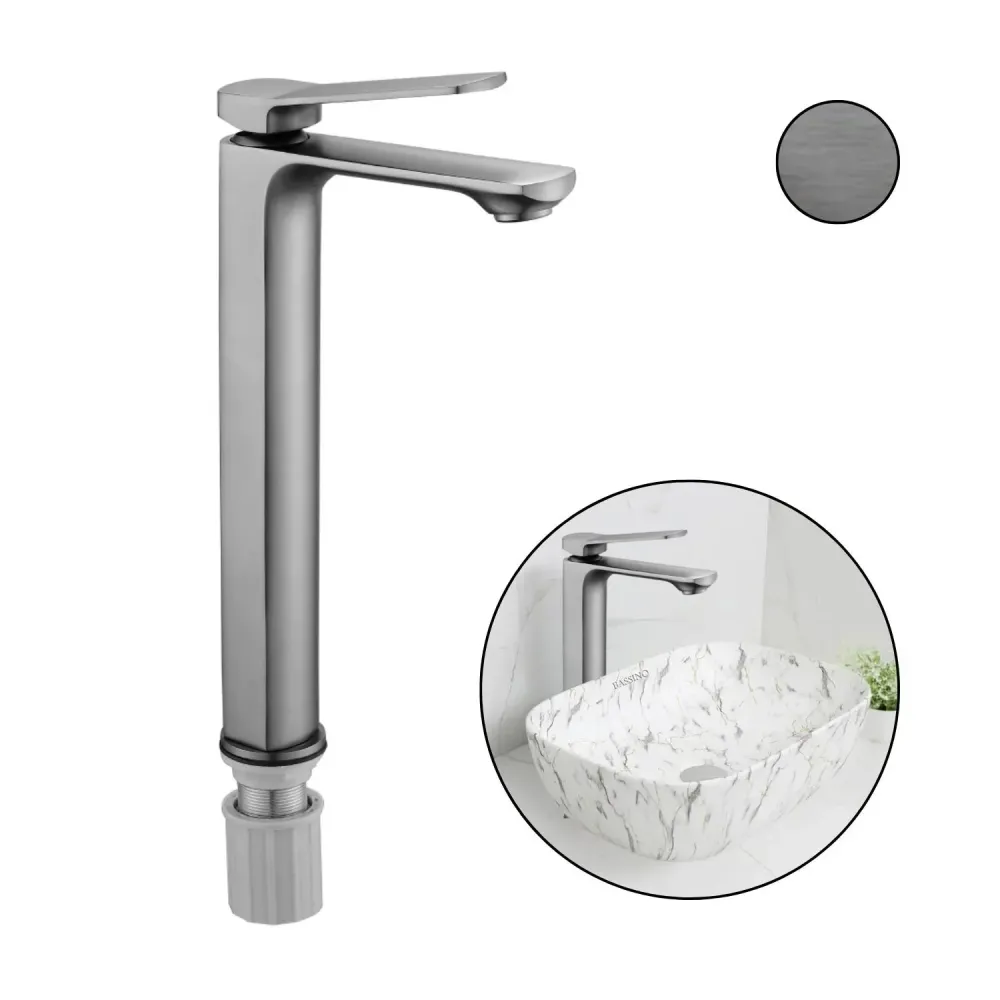Griferí Lavamanos Monocontrol Alta Gunmetal Antihuellas Metalica TAUMM