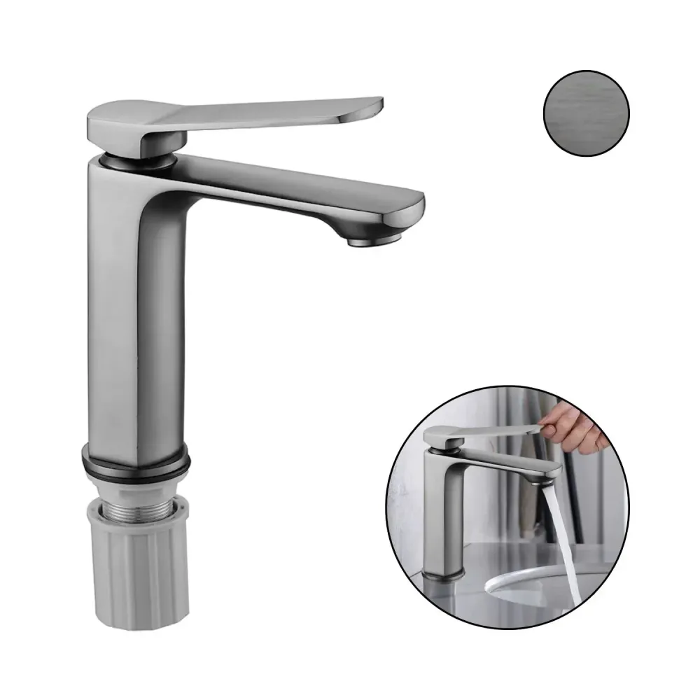Griferí Lavamanos Monocontrol Baja Gunmetal Antihuellas Metalica TAUMM