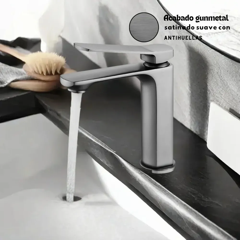 Griferí Lavamanos Monocontrol Baja Gunmetal Antihuellas Metalica TAUMM