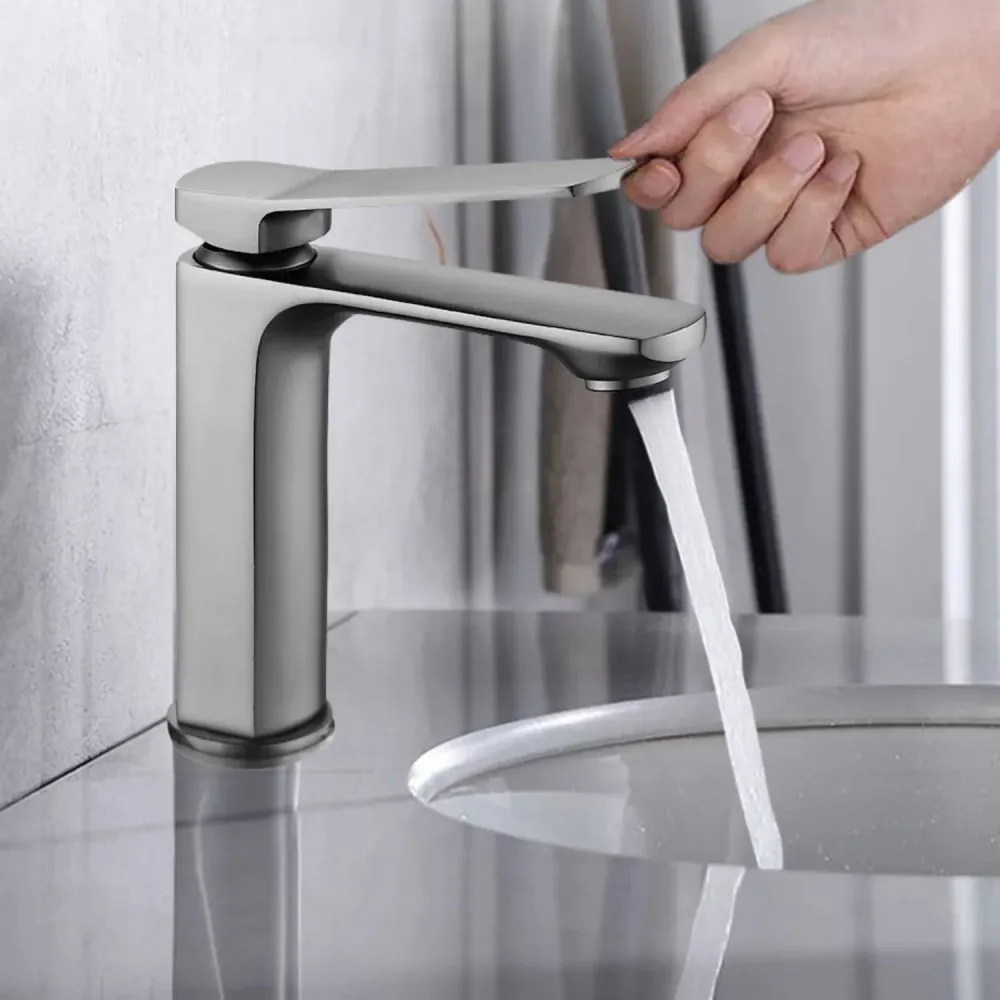 Griferí Lavamanos Monocontrol Baja Gunmetal Antihuellas Metalica TAUMM