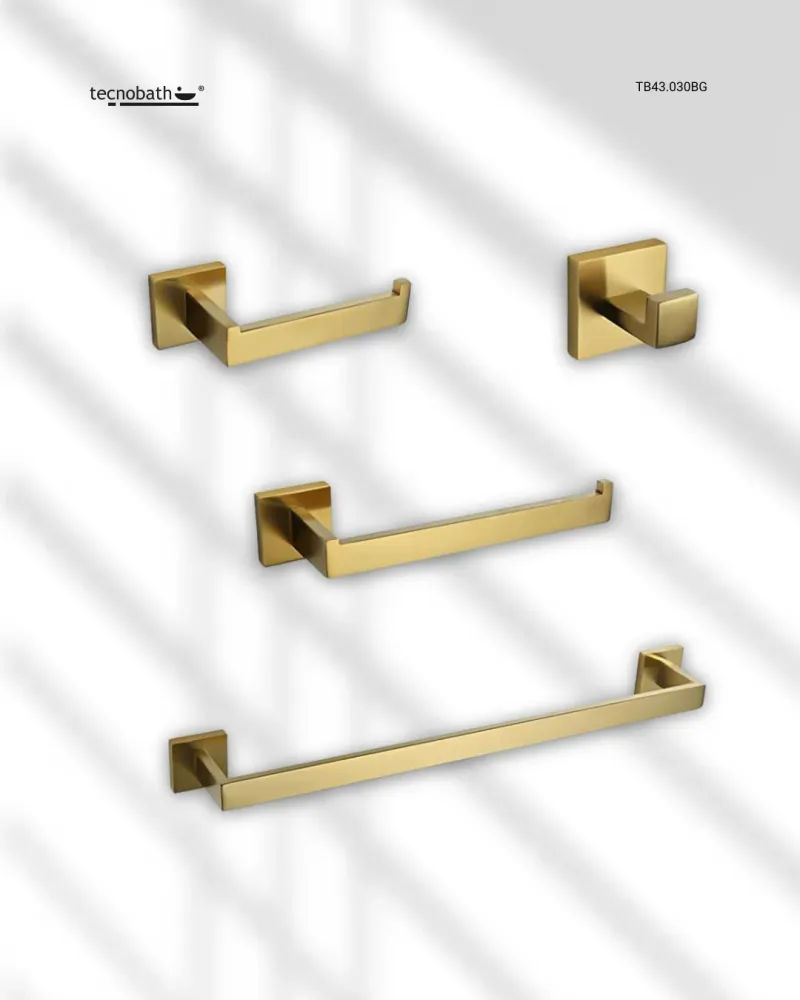 JUEGO DE 4 ACCESORIOS PARA BAÑO BRUSH GOLD TB43.030BG TECNOBATH