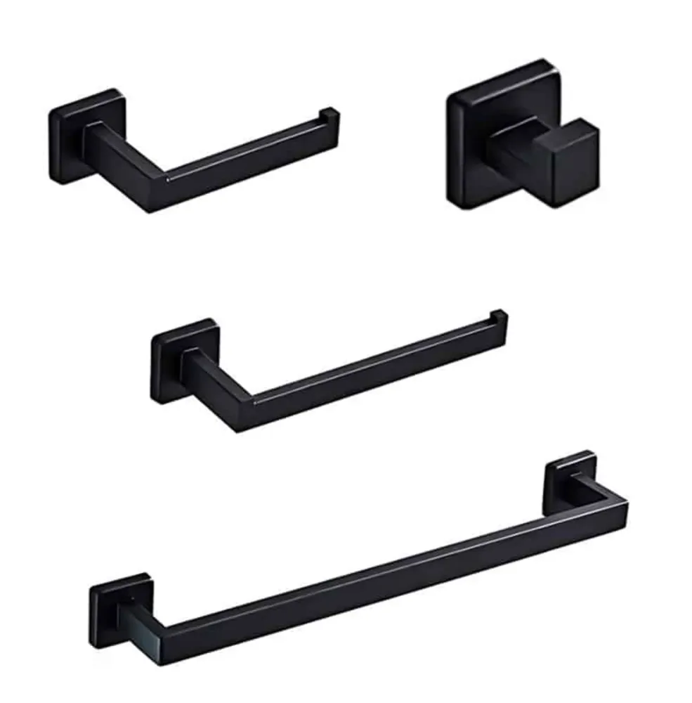 JUEGO DE 4 ACCESORIOS PARA BAÑO TB41.030NEGRO MATE TECNOBATH
