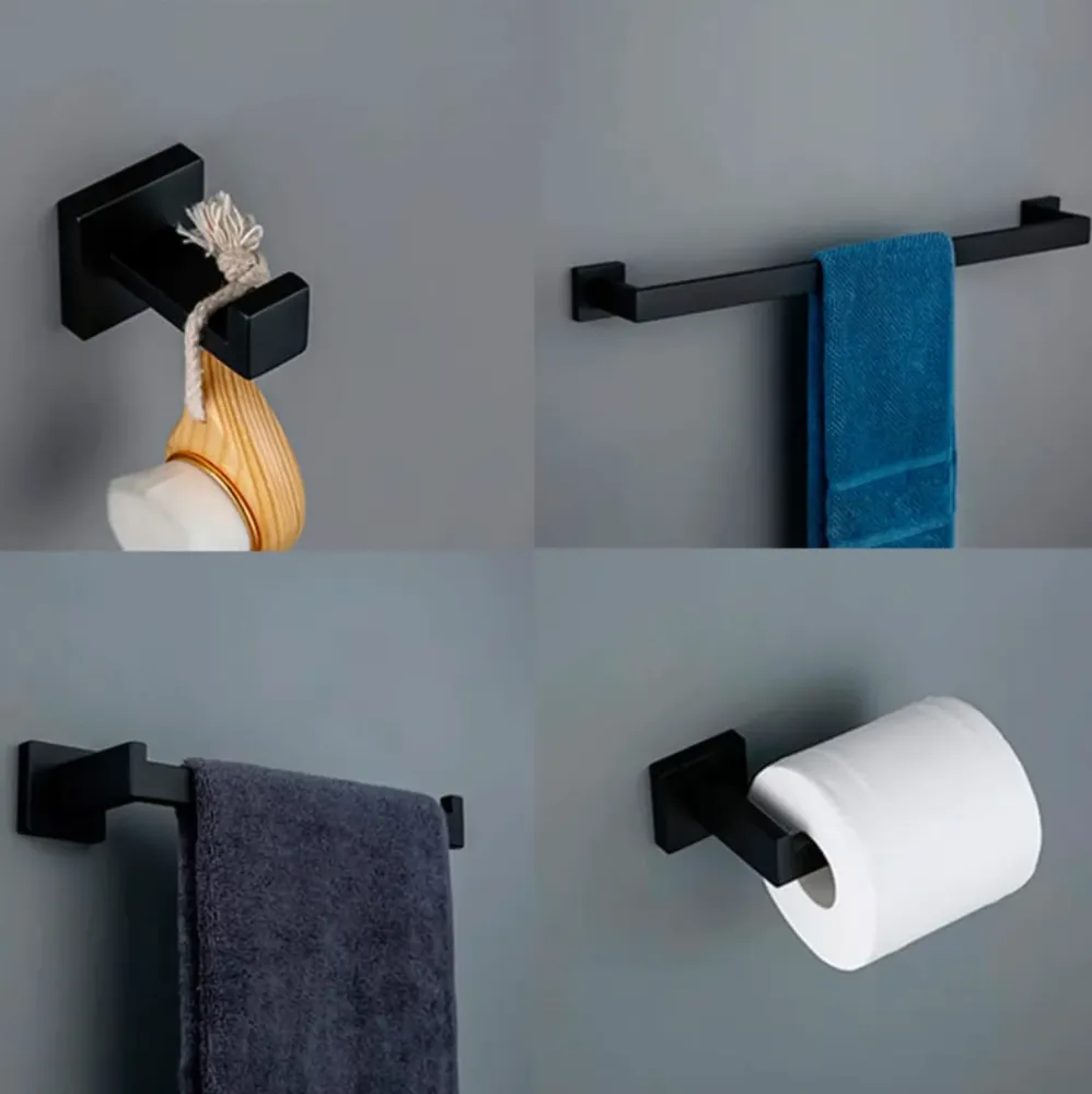 JUEGO DE 4 ACCESORIOS PARA BAÑO TB41.030NEGRO MATE TECNOBATH