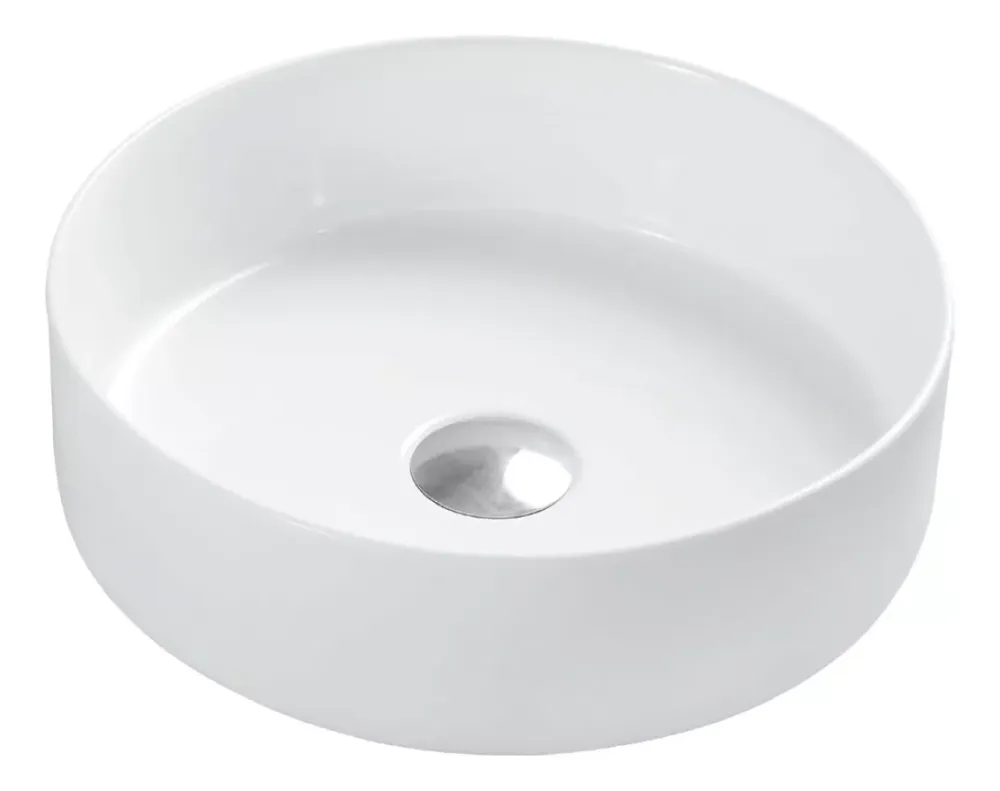 Lavabo Redondo Cerámico Acabado Blanco LC003 Tecnobath