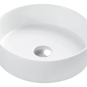 Lavabo Redondo Cerámico Acabado Blanco LC003 Tecnobath