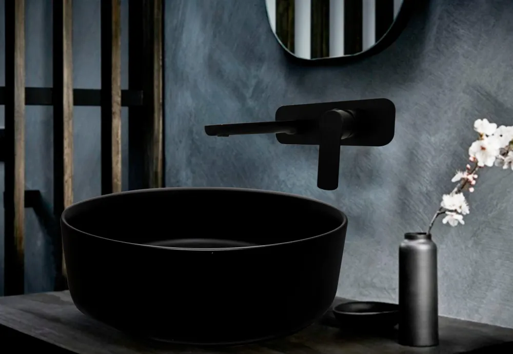Lavabo redondo cerámico acabado negro Tecnobath