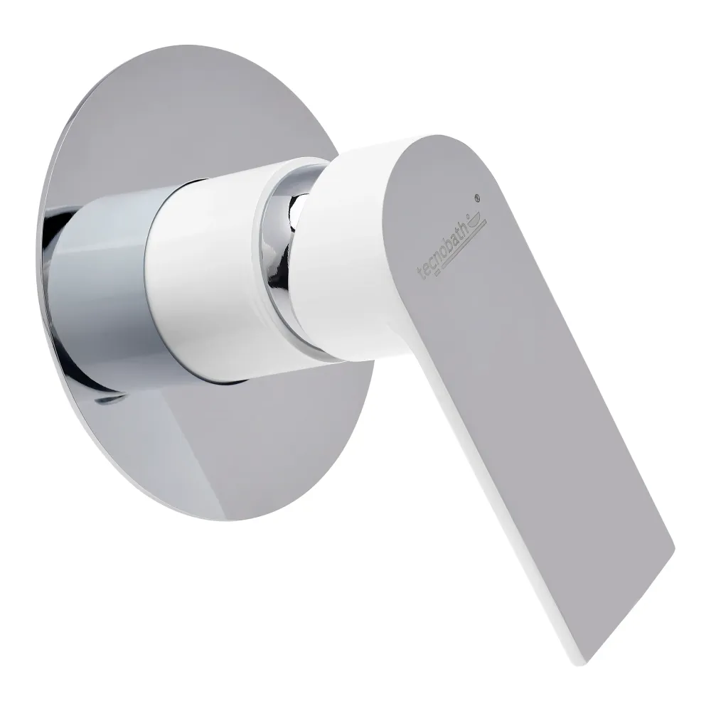 Monomando Empotrable De Regadera "Lucent" Blanco / Cromo Tecnobath
