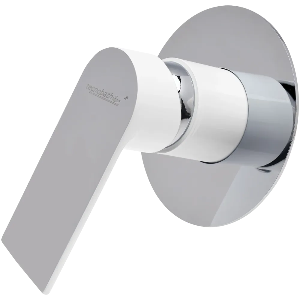 Monomando Empotrable De Regadera "Lucent" Blanco / Cromo Tecnobath