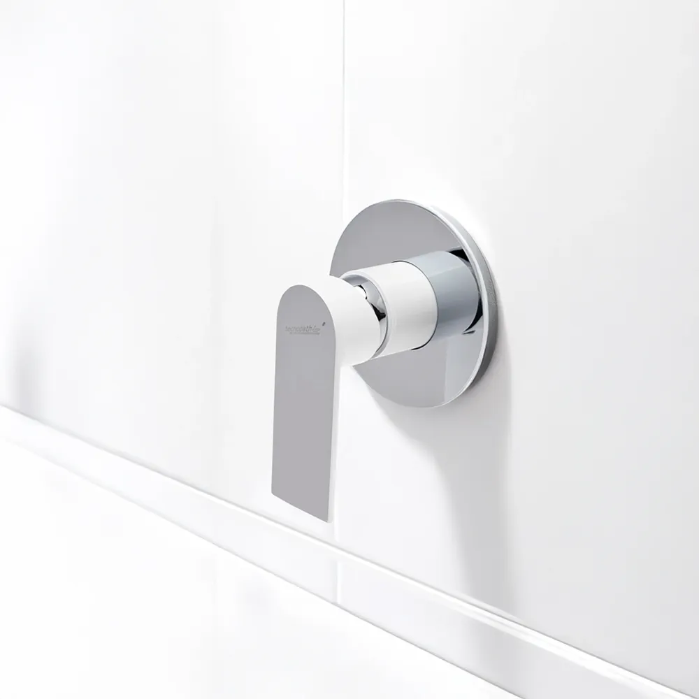 Monomando Empotrable De Regadera "Lucent" Blanco / Cromo Tecnobath