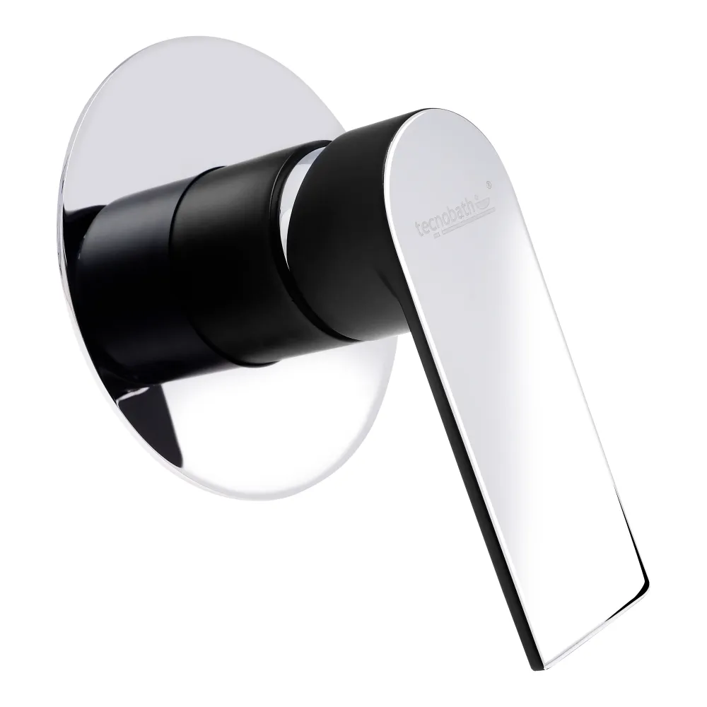 Monomando Empotrable De Regadera "Lucent" Negro / Cromo Tecnobath
