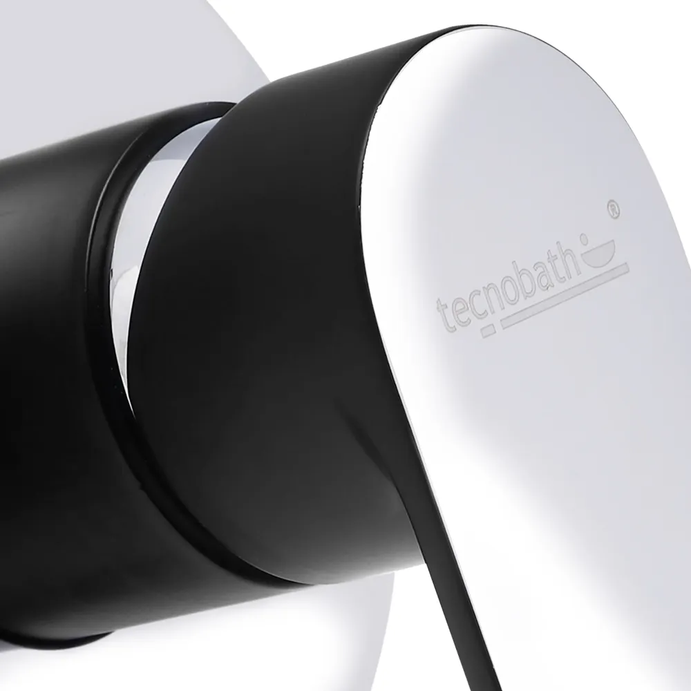 Monomando Empotrable De Regadera "Lucent" Negro / Cromo Tecnobath