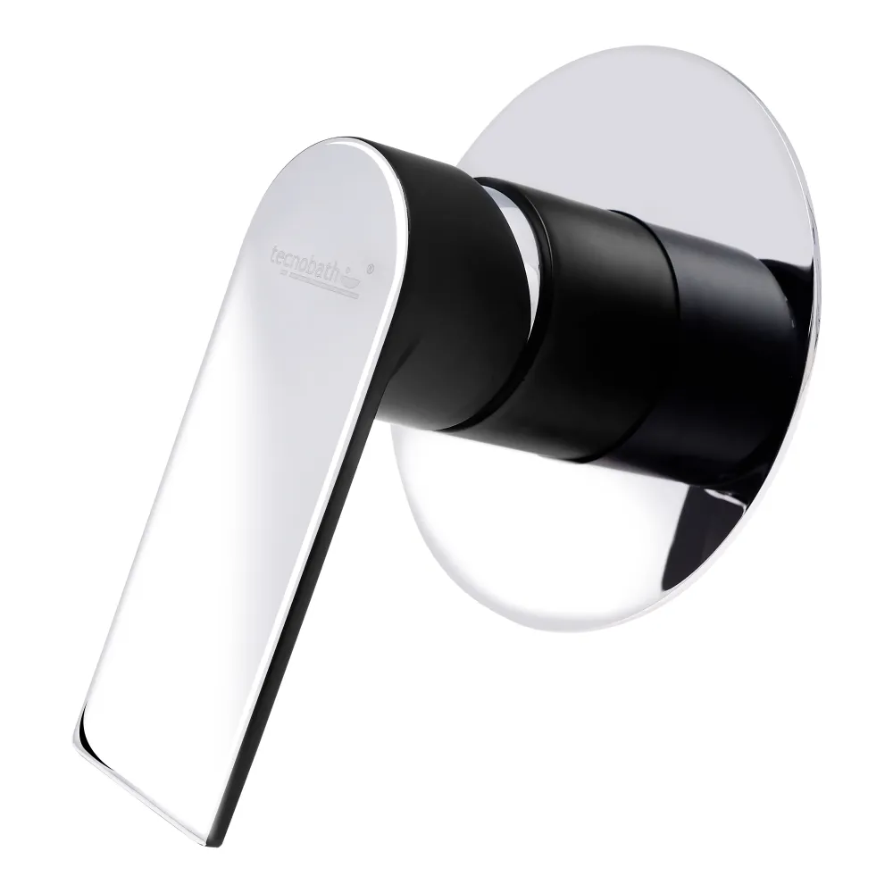Monomando Empotrable De Regadera "Lucent" Negro / Cromo Tecnobath