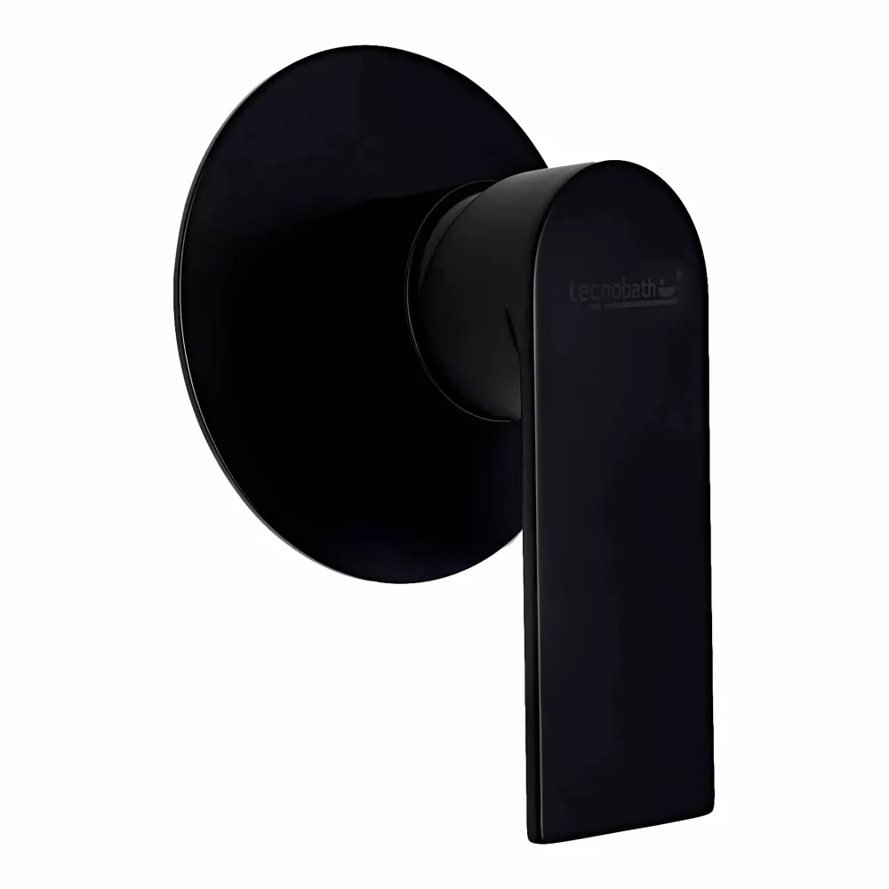 Monomando Empotrable De Regadera "Lucent" Negro Mate Tecnobath