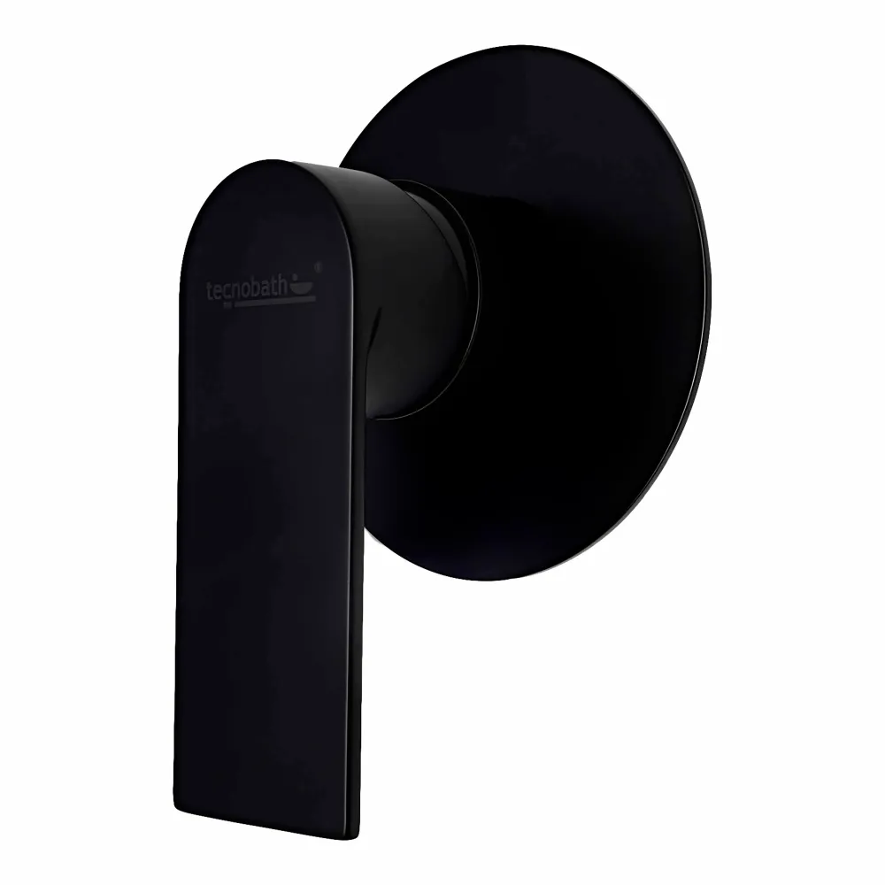 Monomando Empotrable De Regadera "Lucent" Negro Mate Tecnobath