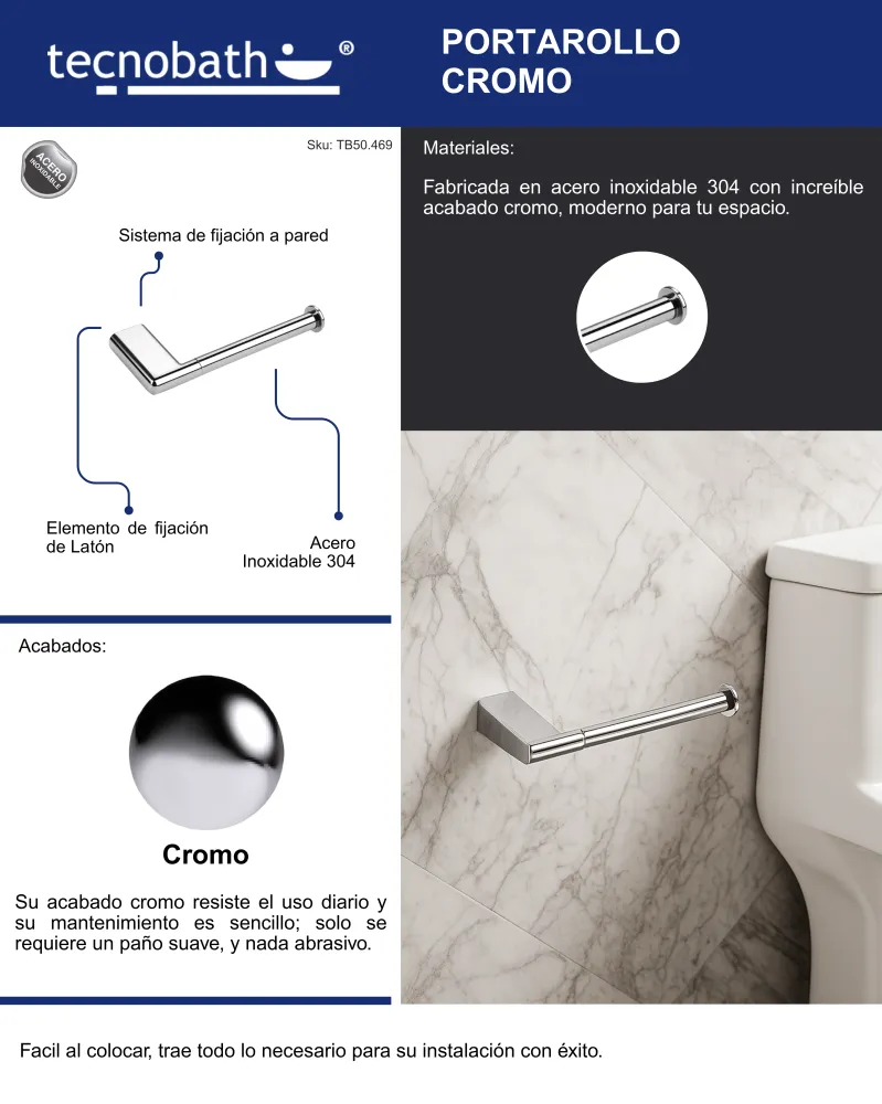 Portarollos Cromo Tecnobath