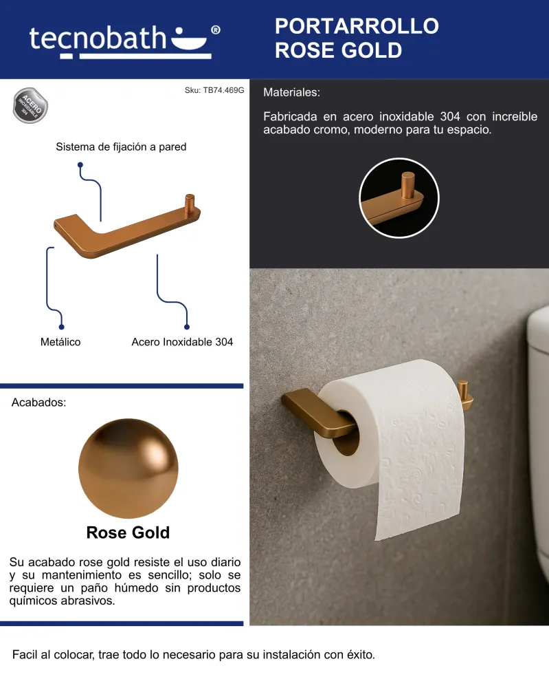 Portarollos Rose Gold Tecnobath