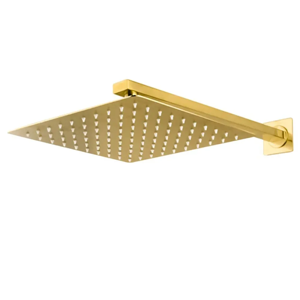 Regadera Cuadrada, Incluye Brazo de 40cm "Row" Brushed Gold Tecnobath