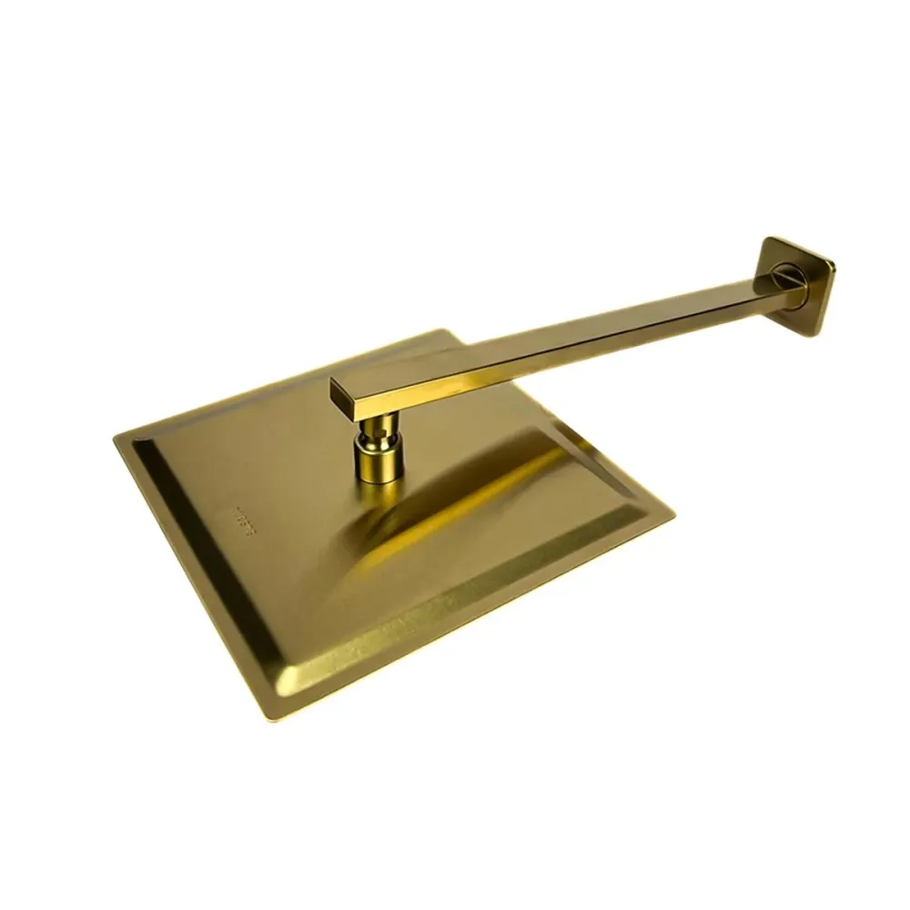 Regadera Cuadrada, Incluye Brazo de 40cm "Row" Brushed Gold Tecnobath