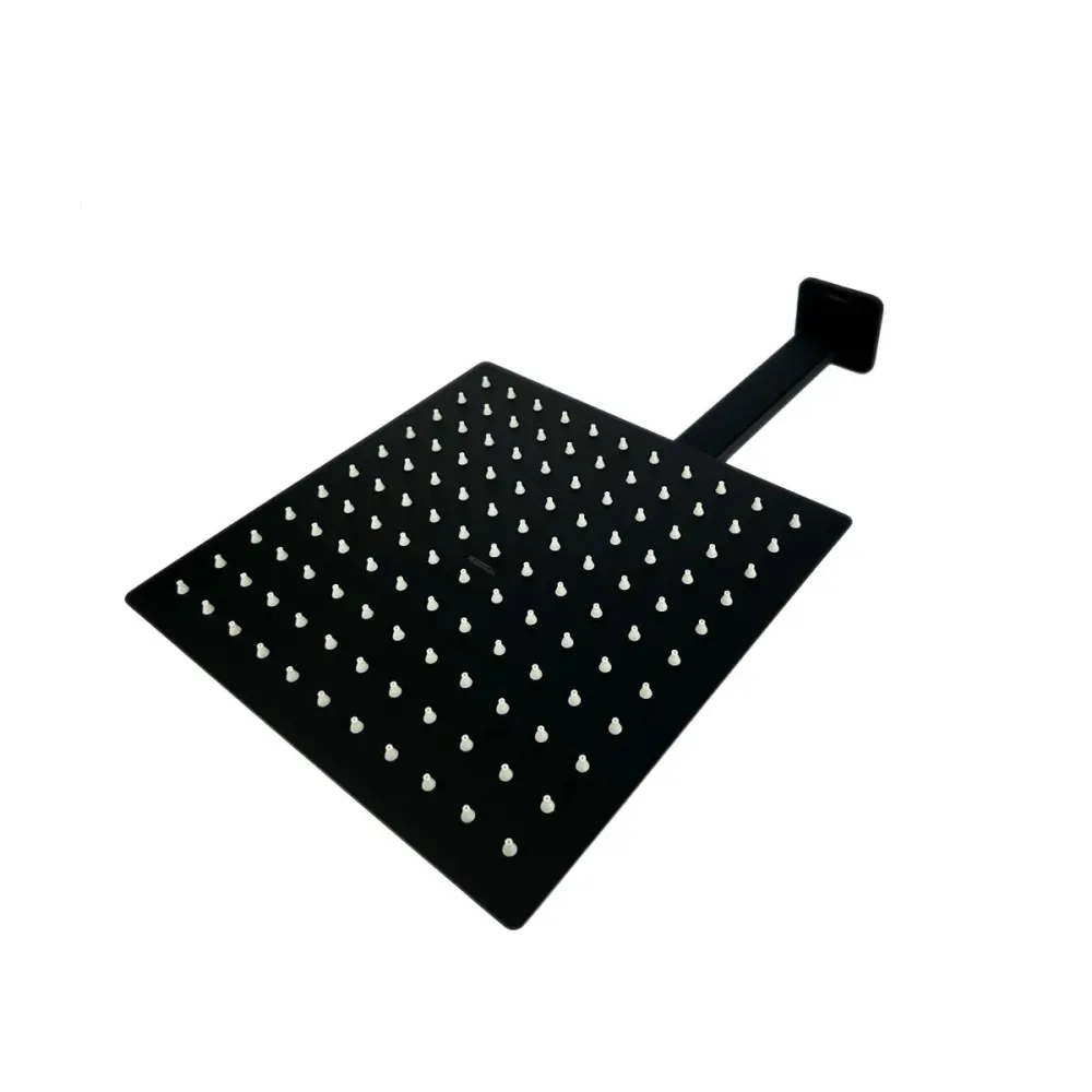 Regadera Cuadrada, Incluye Brazo de 40cm "Row" Negro Mate Tecnobath