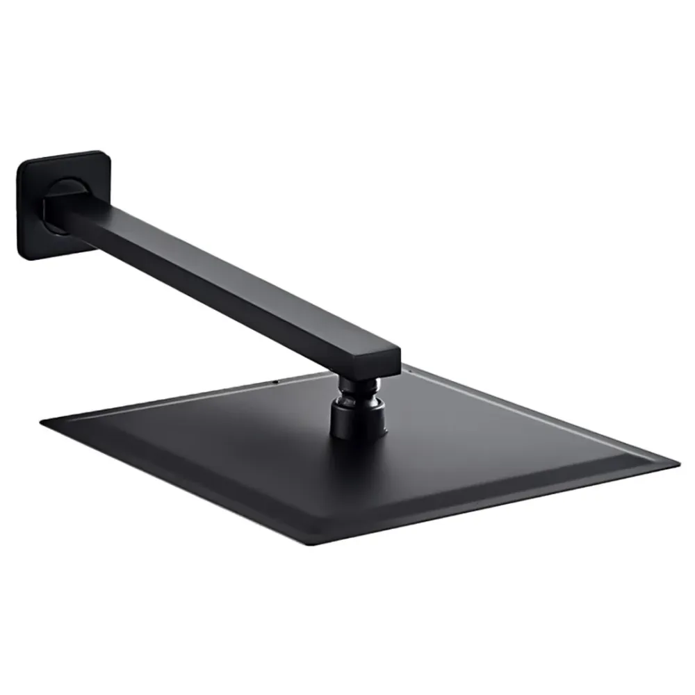 Regadera Cuadrada, Incluye Brazo de 40cm "Row" Negro Mate Tecnobath