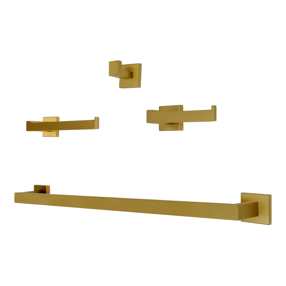 Set de 4 Accesorios "Row" Brushed Gold Tecnobath