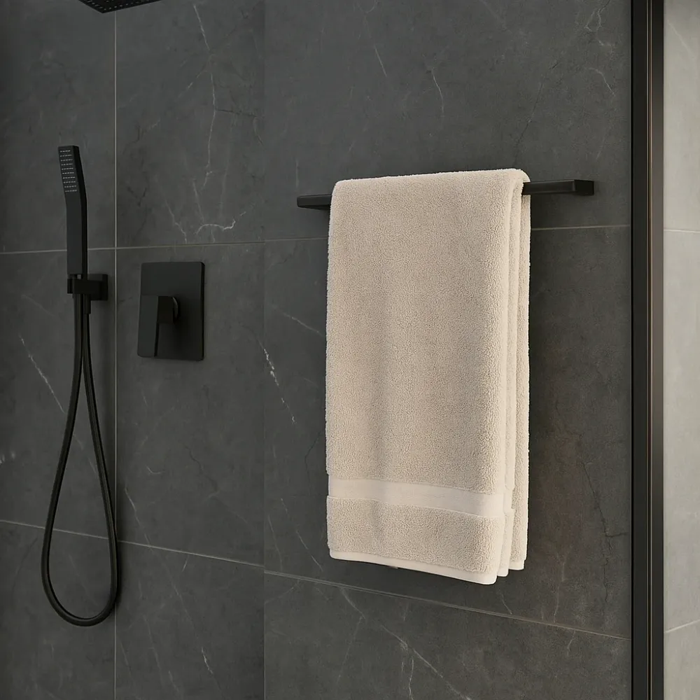 Toallero De Barra 60cm Negro Mate Tecnobath
