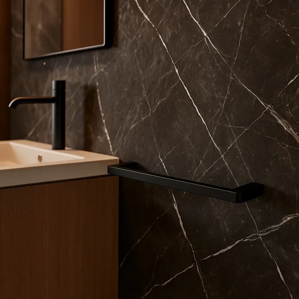 Toallero De Barra De 60cm Negro Mate Tecnobath