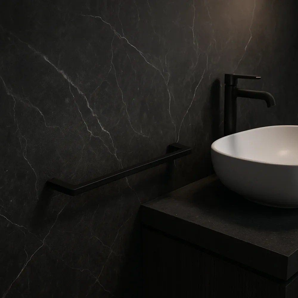 Toallero De Barra De 60cm Negro Mate Tecnobath
