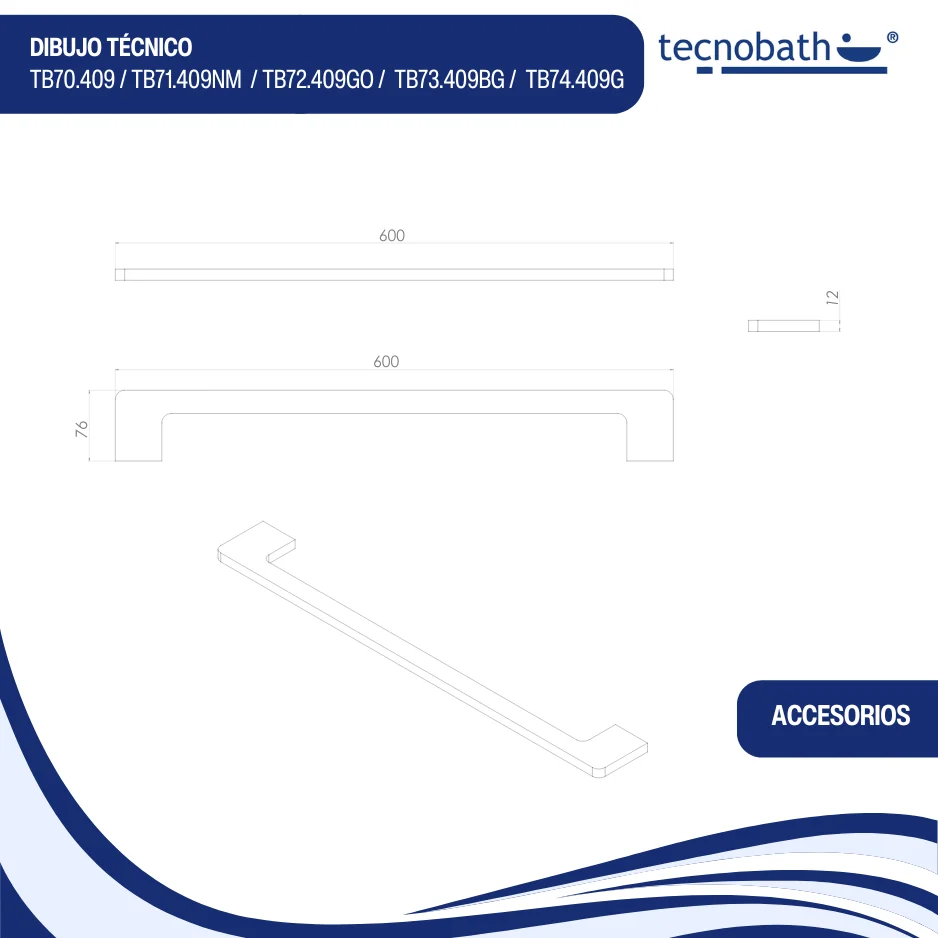 Toallero De Barra De 60cm Rose Gold Tecnobath