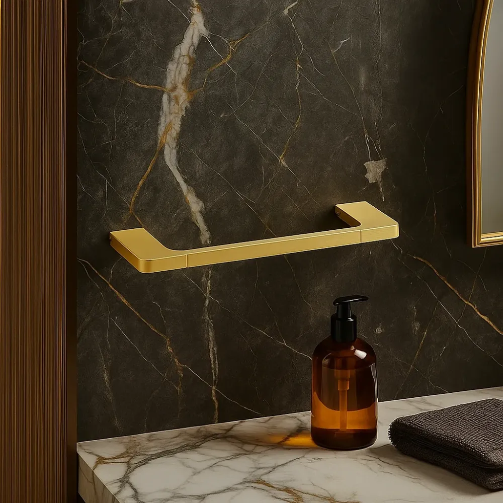 Toallero Corto 40cm Para Lavabo Brushed Gold Tecnobath