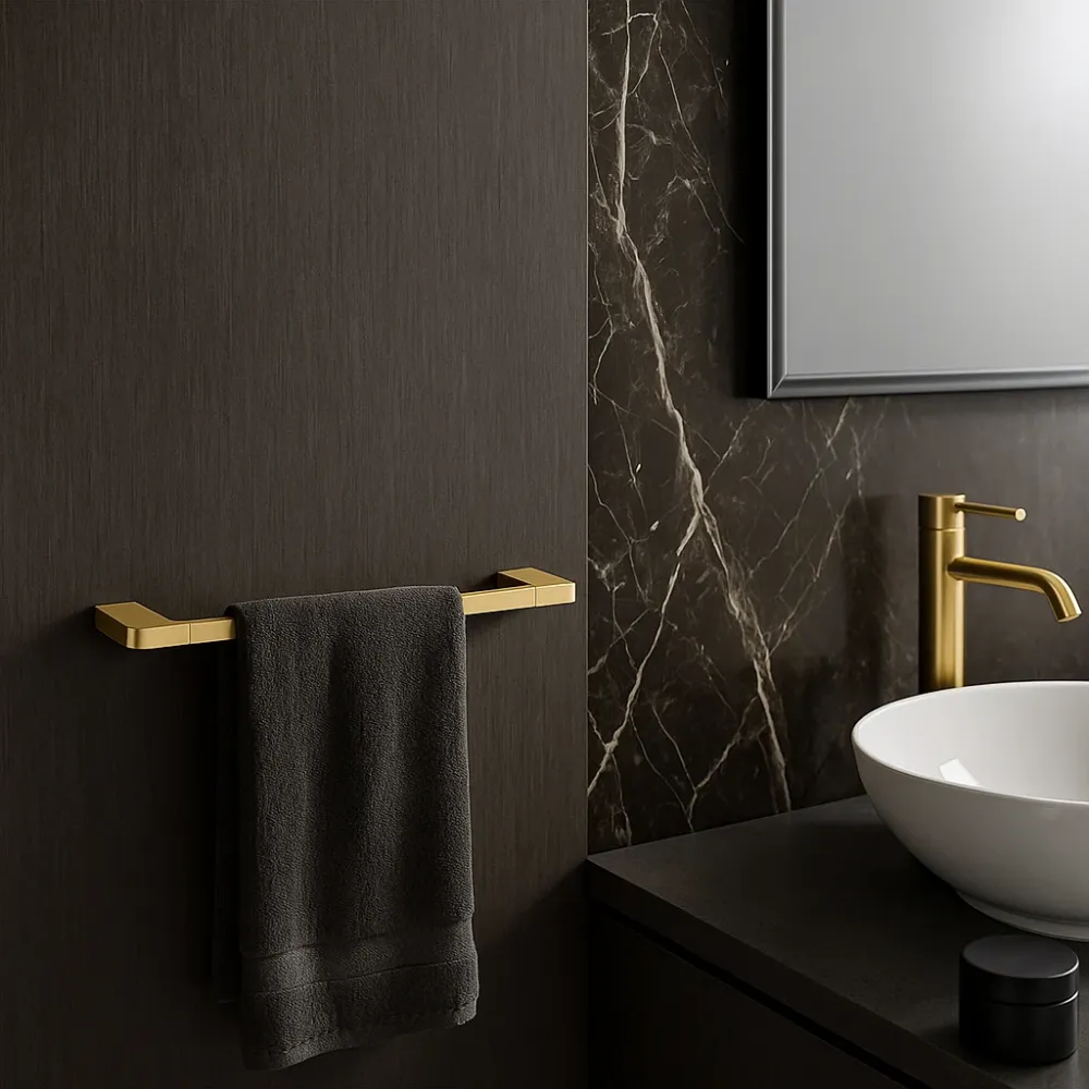 Toallero Corto 40cm Para Lavabo Brushed Gold Tecnobath