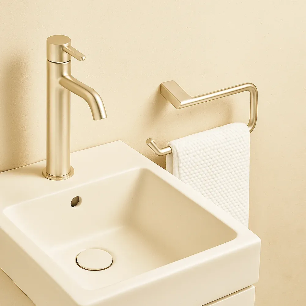 Toallero Corto 40cm Para Lavabo Champagne Gold Tecnobath