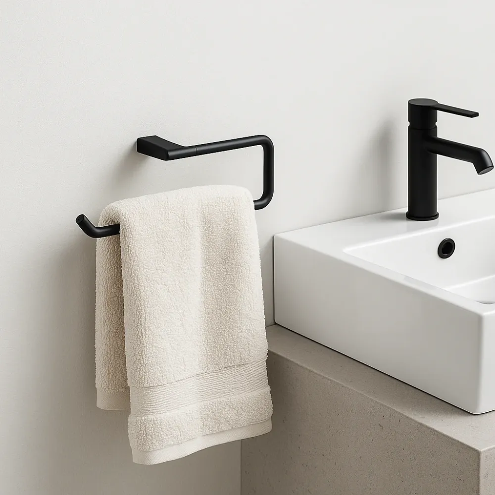 Toallero Corto 40cm Para Lavabo Negro Mate Tecnobath