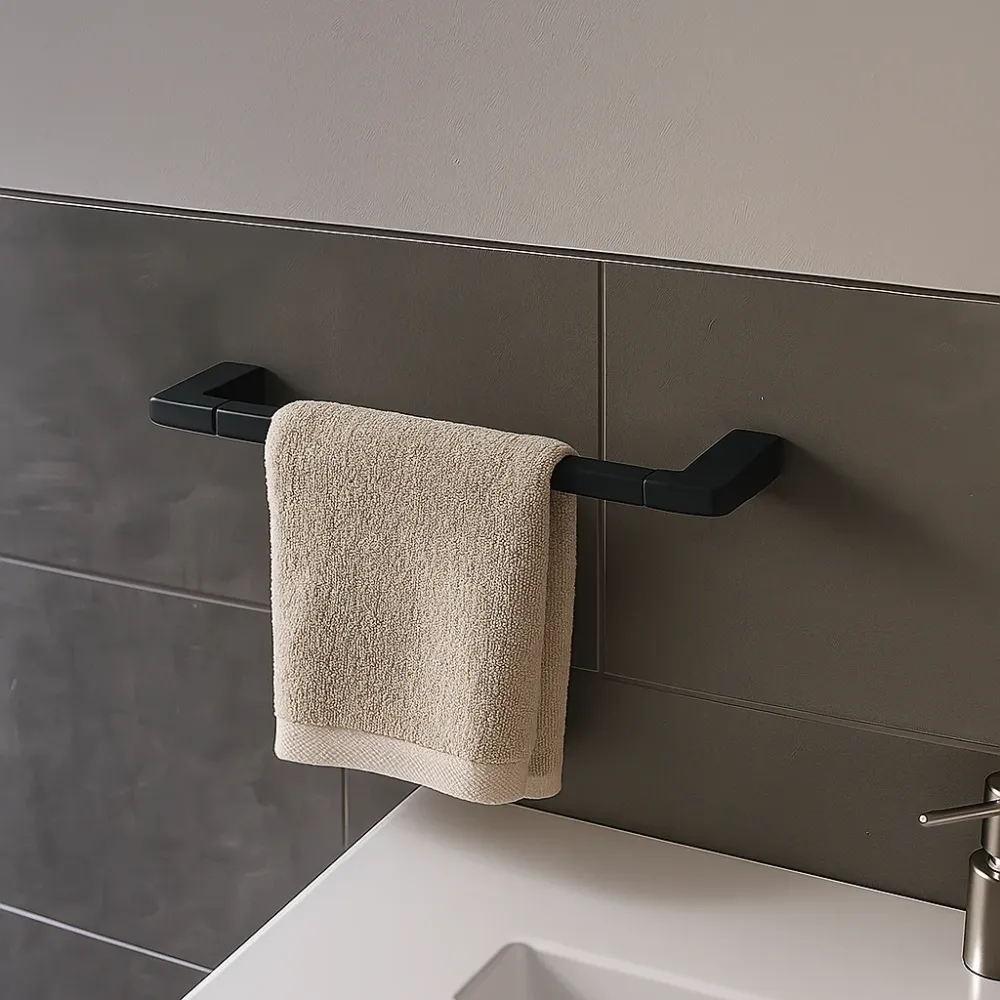 Toallero Corto 40cm Para Lavabo Negro Mate Tecnobath
