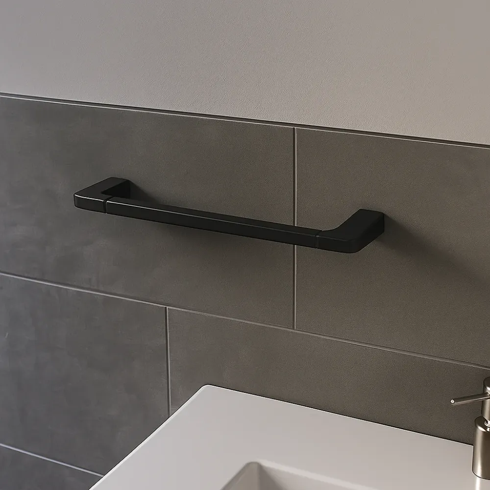 Toallero Corto 40cm Para Lavabo Negro Mate Tecnobath