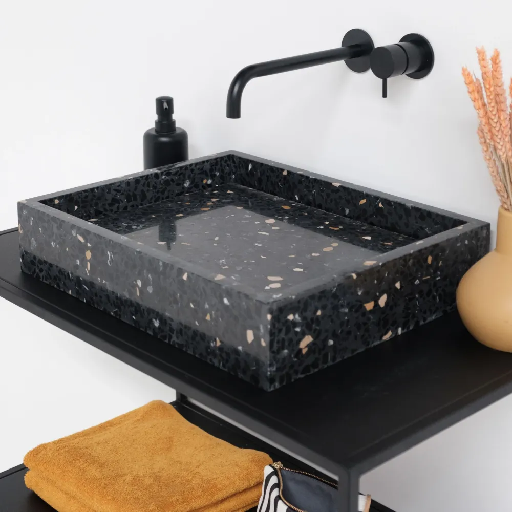 Terrazo George Negro - Con placa base