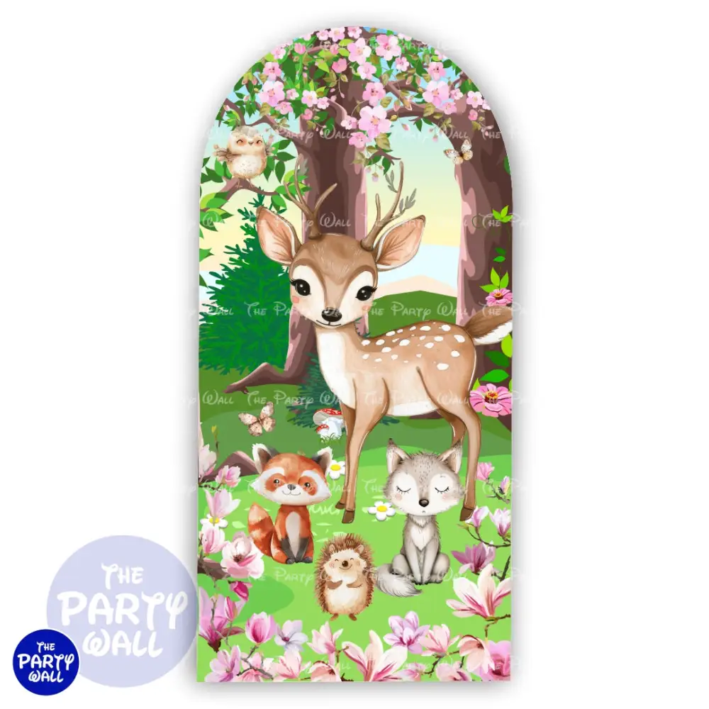 Animalitos del Bosque Cute - Funda para mampara de punta redonda o rectangular The Party Wall