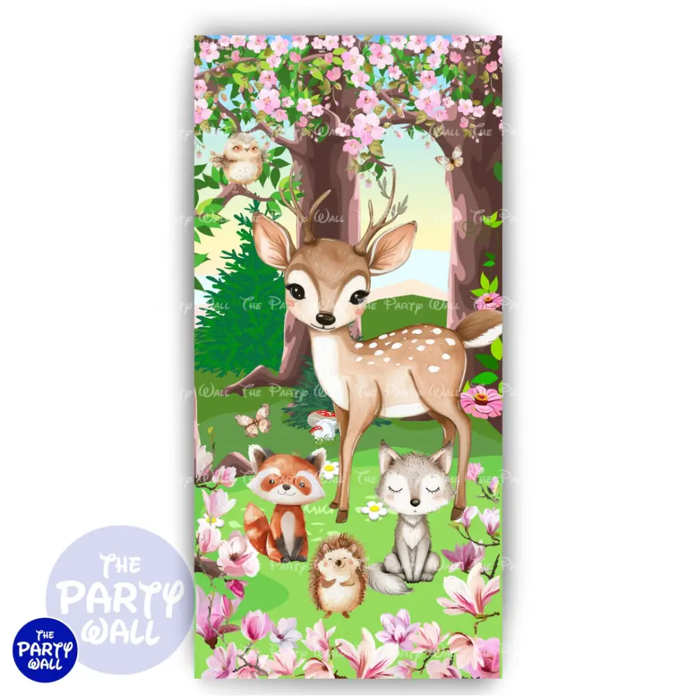 Animalitos del Bosque Cute - Funda para mampara de punta redonda o rectangular The Party Wall