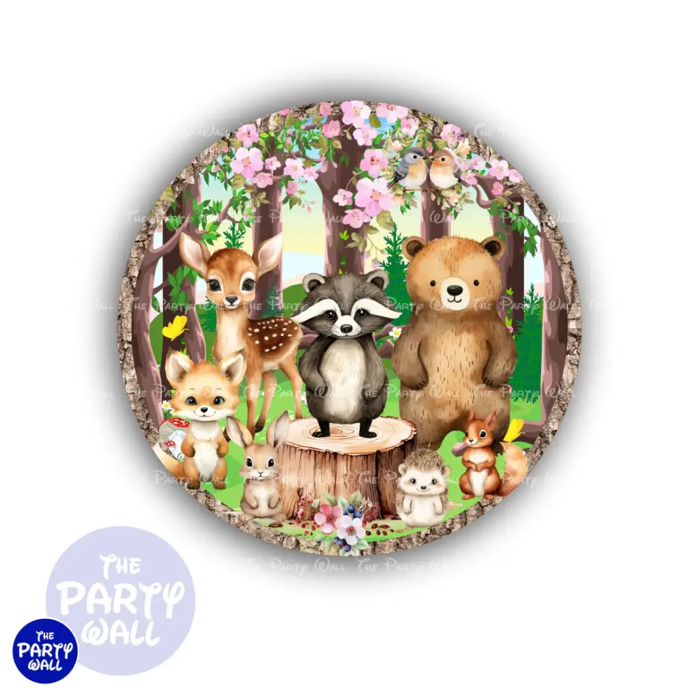 Animalitos del Bosque Cute - Funda para mampara circular The Party Wall