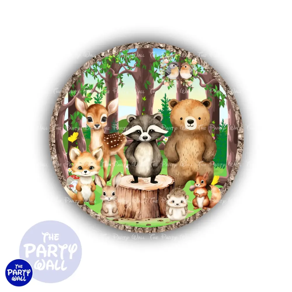 Animalitos del Bosque Cute - Funda para mampara circular The Party Wall