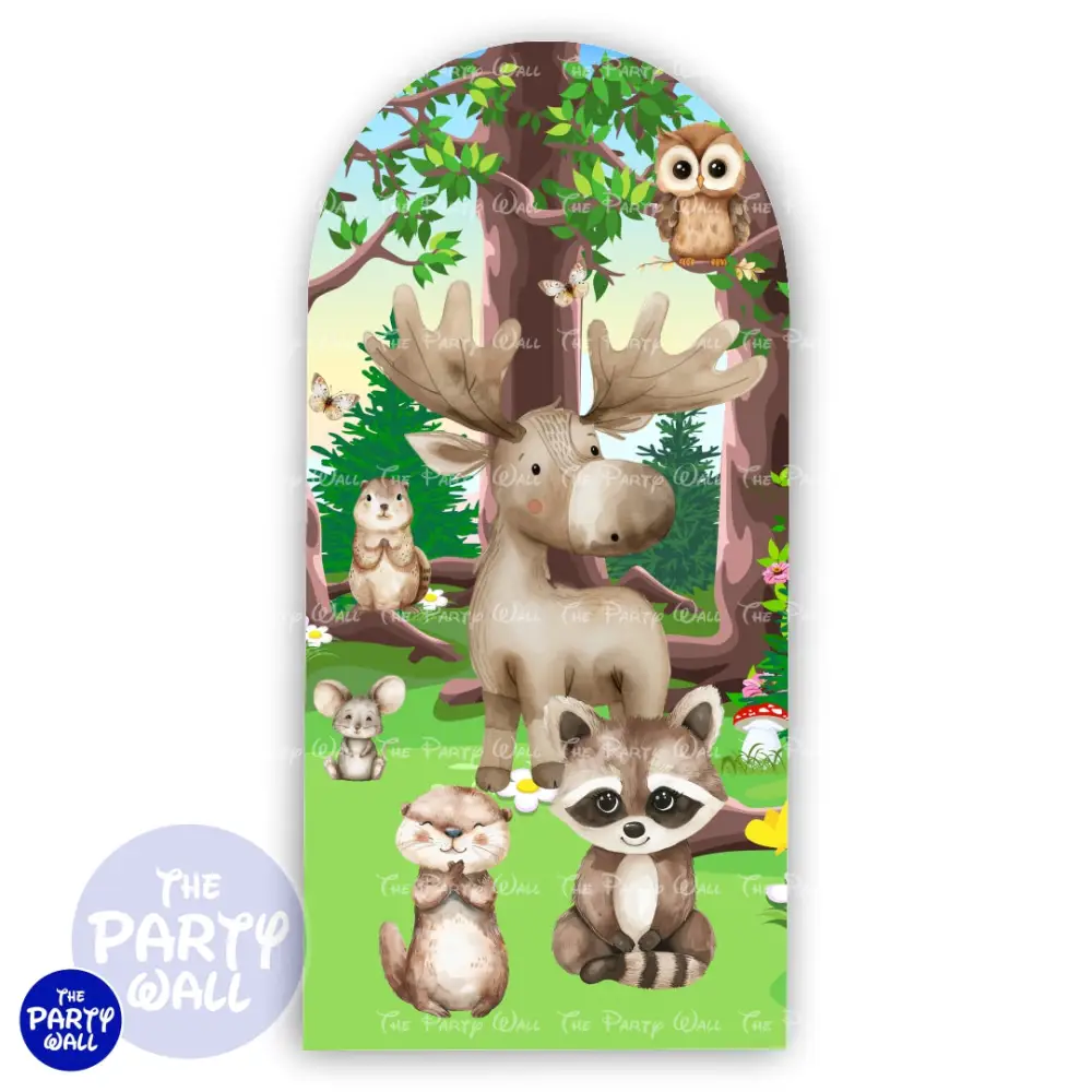 Animalitos del Bosque Cute - Funda para mampara de punta redonda o rectangular The Party Wall